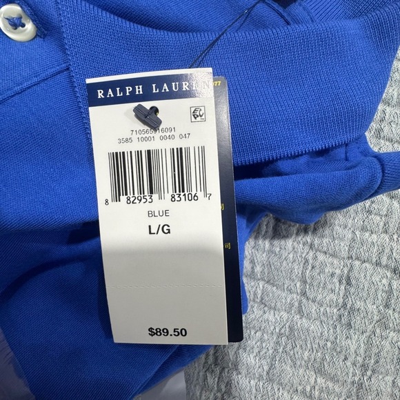 NWT Polo Ralph Lauren Golf Polo Soft Cotton Shirt Mens Large Blue Red Pony - Picture 3 of 9